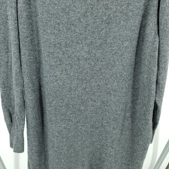 Muji 100% Wool Mock Neck Relaxed Fit Midi Sweater Dress L Gray - Picture 12 of 16